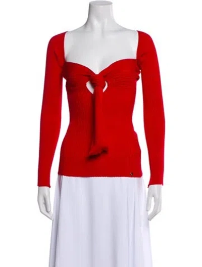 Pre-owned Attico Square Neckline Long Sleeve Top W/ Tags In Red