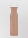 Attico Square Neckline Midi Dress With Spaghetti Straps In Brown