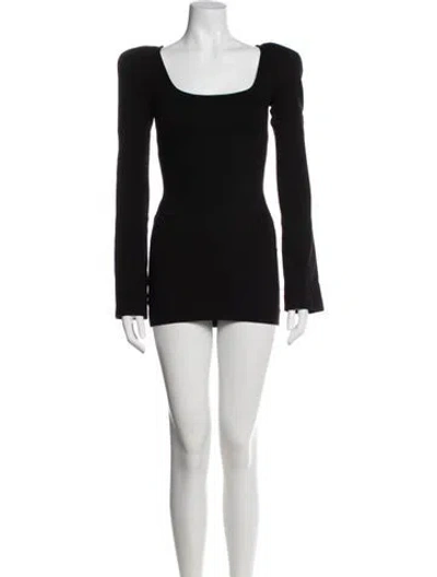 Pre-owned Attico Square Neckline Mini Dress In Black