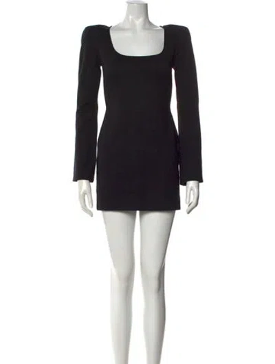 Pre-owned Attico Square Neckline Mini Dress In Black