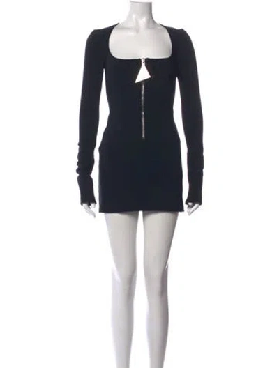 Pre-owned Attico Square Neckline Mini Dress In Black