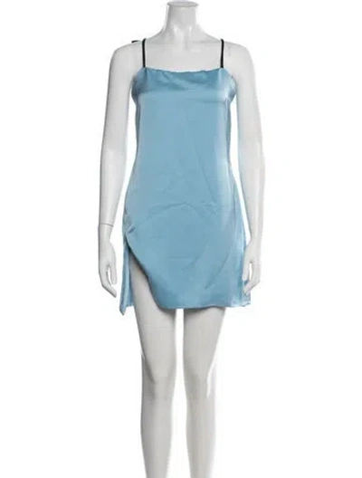 Pre-owned Attico Square Neckline Mini Dress In Blue
