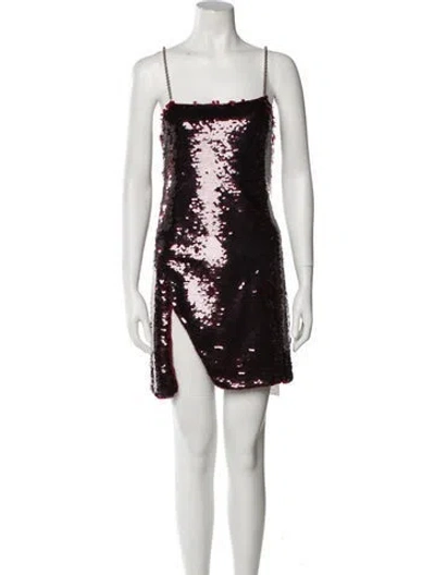 Pre-owned Attico Square Neckline Mini Dress In Burgundy