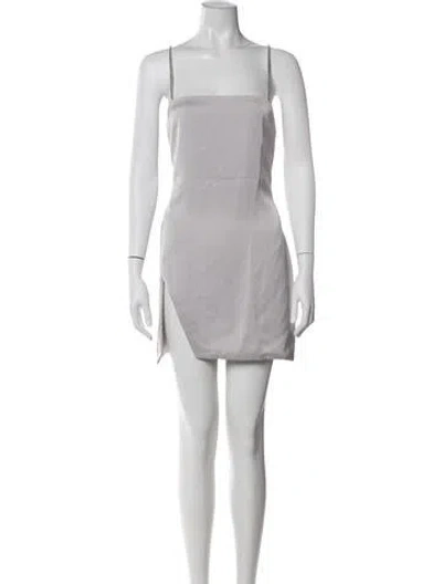 Pre-owned Attico Square Neckline Mini Dress In Gray