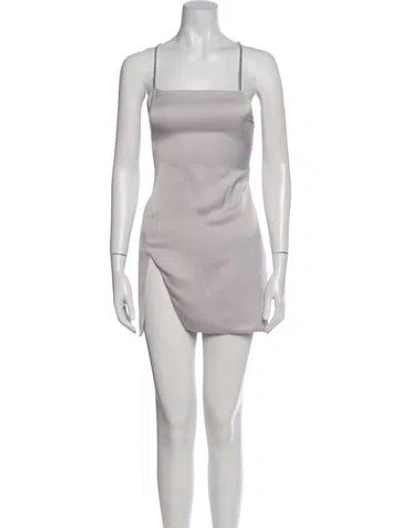 Pre-owned Attico Square Neckline Mini Dress In Gray