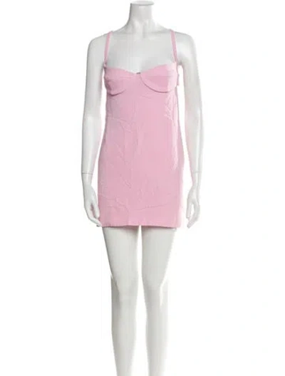Pre-owned Attico Square Neckline Mini Dress In Pink