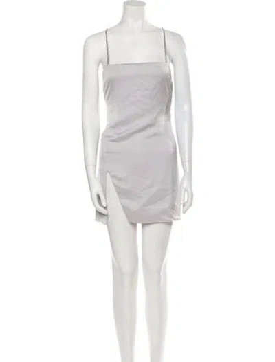 Pre-owned Attico Square Neckline Mini Dress In Silver