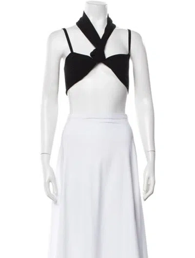 Pre-owned Attico Square Neckline Sleeveless Crop Top In Black