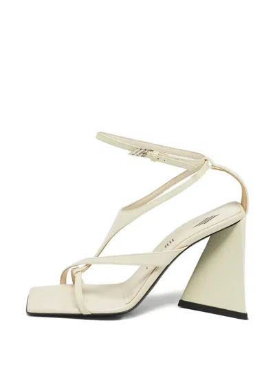 Pre-owned Attico Square Toe Block Heel Sandals In Neutral