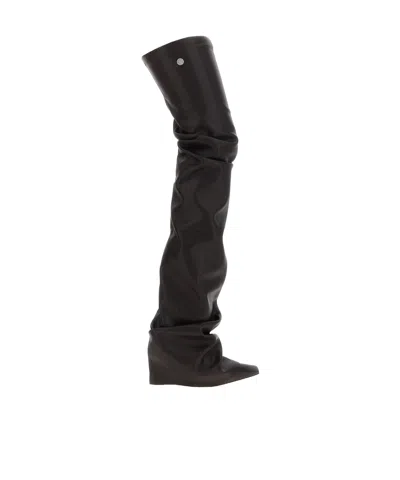 Attico Square Toe Boots In Brown