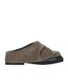 Attico 'square Toe Suede Finish Flat Sole Loafers' In Green