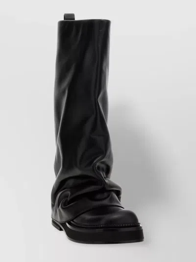 ATTICO 'SQUARE TOE SLOUCHY COMBAT BOOTS PULL TAB'