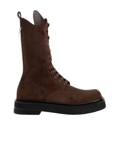 Attico Square-toe Suede Boots In Black