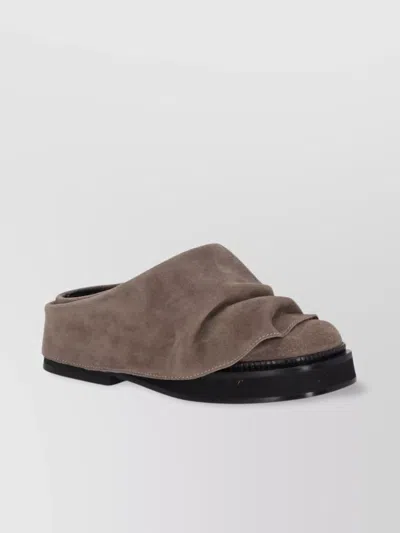 ATTICO 'SQUARE TOE SUEDE FINISH FLAT SOLE LOAFERS'