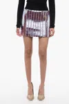 Attico Squared Sequines Rue Miniskirt In Pink