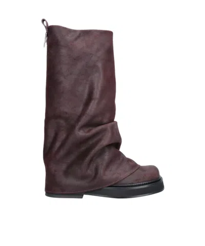 Attico Square-toe Ankle Boots In Burgundy