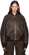 Attico Leather Oversized Anja Bomber Jacket In 833 Ganache