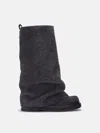Attico Robin Layered Suede Boots In Black Melange