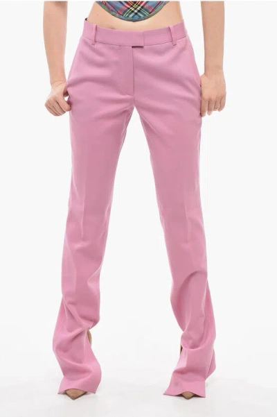 Attico Straight-fit Abram Pants With Slits On The Hem In Pink