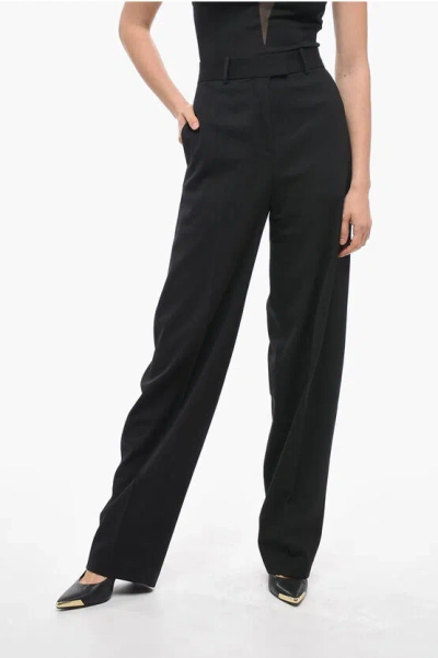 Attico Jagger Stretch-wool Twill Straight-leg Pants In Black