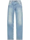 Attico Long Straight Leg Jeans With Contrast Stitching In Blue