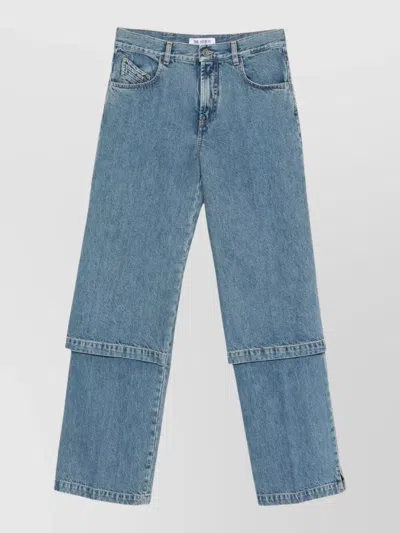 Attico Straight Leg Pants Belt Loops Five Pocket In Blue