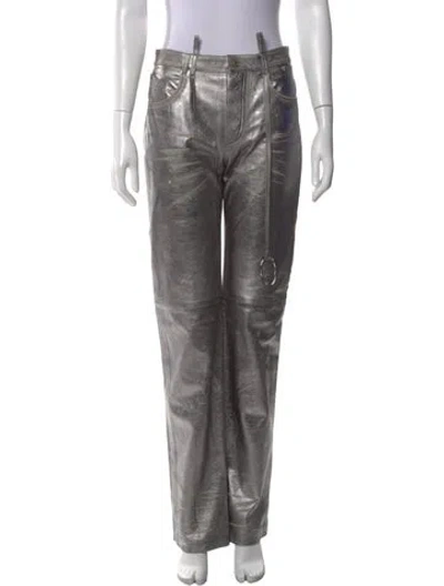 Pre-owned Attico Straight Leg Pants In Grey