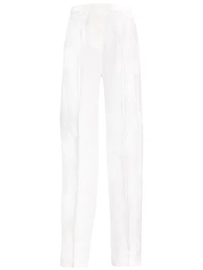 Attico Satin Waistband Pleated Trousers In White