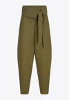 Attico Gabardine Long Pants In Green