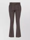 Attico High-waisted Bootcut Trousers With Silver Logo Detail In Gray