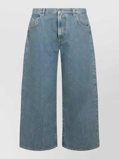 Attico Denim Cropped Wide-leg Jeans In Blue