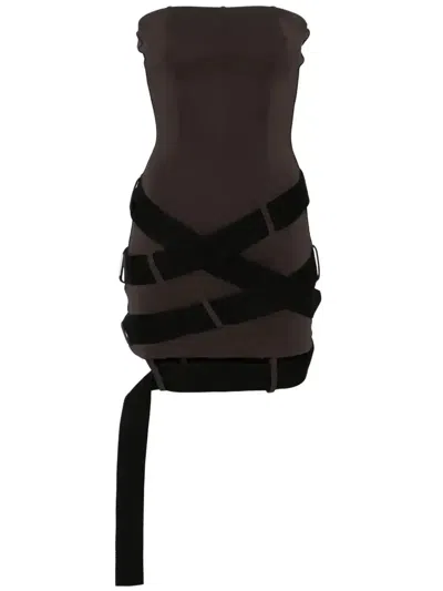 Attico Strap-detail Mini Dress In Brown