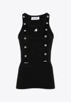 Attico Black Cotton Tank Top In Black