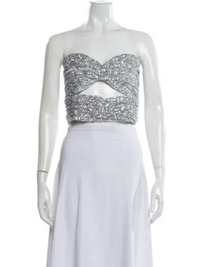 Pre-owned Attico Strapless Crop Top In White
