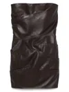 Attico Brown Off-shoulder Sleeveless Mini Dress With Rear Zip Closure In Leather Woman In Brown