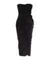 Attico Ruched Midi Dresses In Black