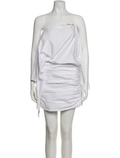 Pre-owned Attico Strapless Knee-length Dress In White