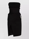 Attico Womens Black Engraved-hardware Bandeau Wool Mini Dress In Black