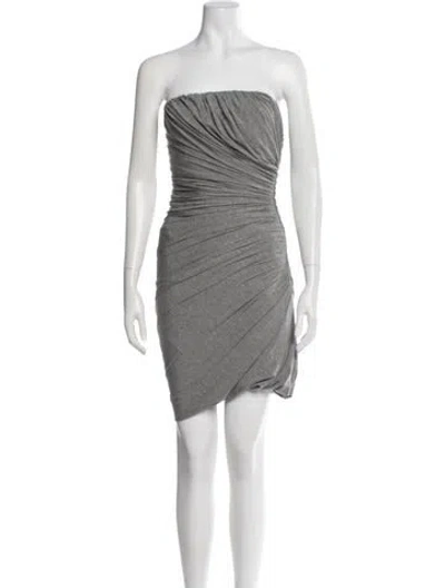 Pre-owned Attico Strapless Mini Dress In Gray