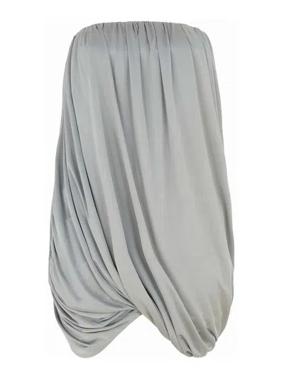 Attico Strapless Mini Dress In Grey Viscose In Gray