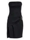 Attico Womens Black Engraved-hardware Bandeau Wool Mini Dress In Black