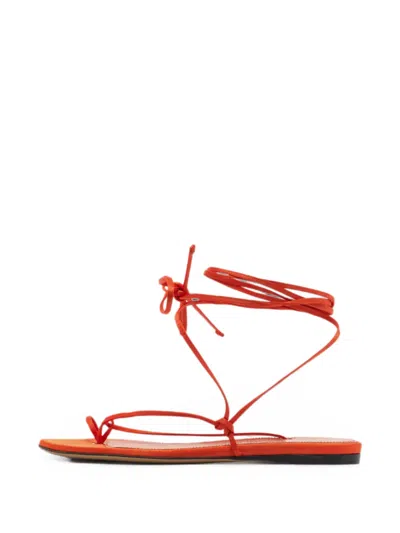 Pre-owned Attico Strappy Ankle-wrap Ballet Flats In Orange