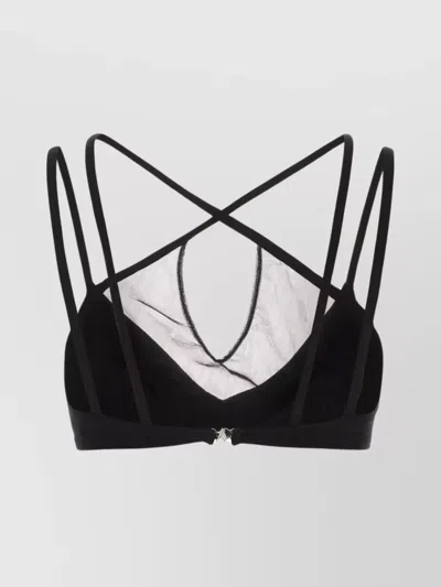 Attico Strappy Stretch Blend With Crossed Laces In Black
