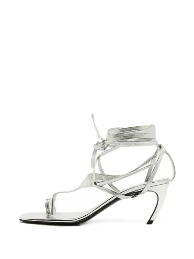Pre-owned Attico Strappy Thong Sandals In Silver