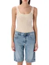 Attico Strass Bodysuit With Geometrical Cuts In Faded Ecru