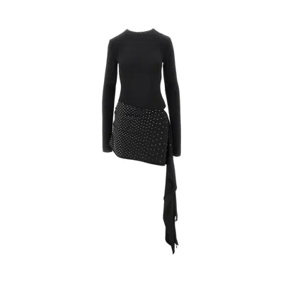 ATTICO STRASS-EMBELLISHED SABLÉ MINI DRESS