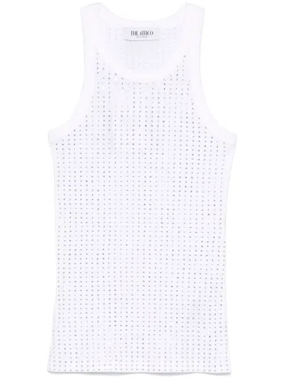 Attico Strass Embellished Sleeveless Tank Top In White