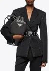 Attico Strass-embellished Wool Blazer In Black
