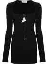 Attico Mini Dress With Deep V-neck In Black