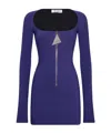 Shop Attico The  Crepe Zip Mini Dress In Blue